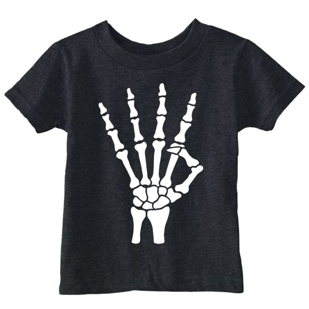 Toddler T Shirts Skeleton Hand 4th Birthday Tee For Young Kids